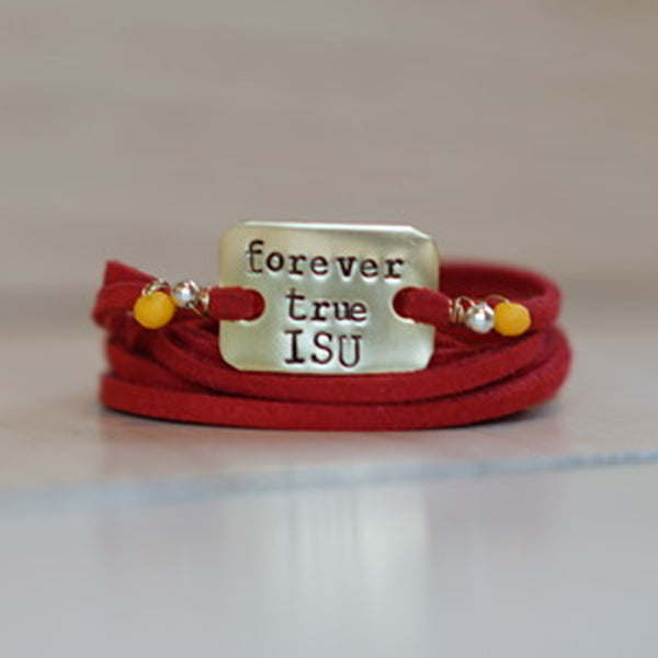 Forever True ISU - Red Leather Wrap Bracelet - IF Only Pretty LLC