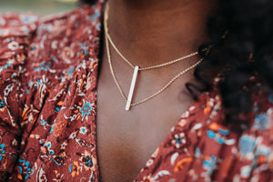 Vertical Bar Two Chain Necklace