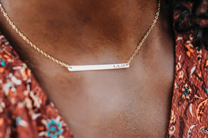 Long Personalized Bar Necklace - IF Only Pretty LLC