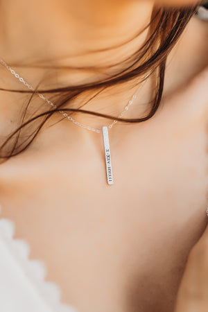 Vertical Bar Two Chain Necklace