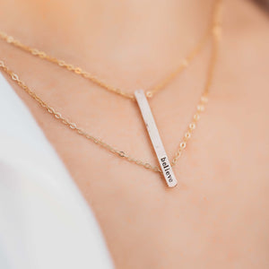 Vertical Bar Two Chain Necklace