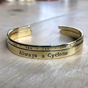 Iowa State Cyclones Gold Cuff Bracelet - IF Only Pretty LLC