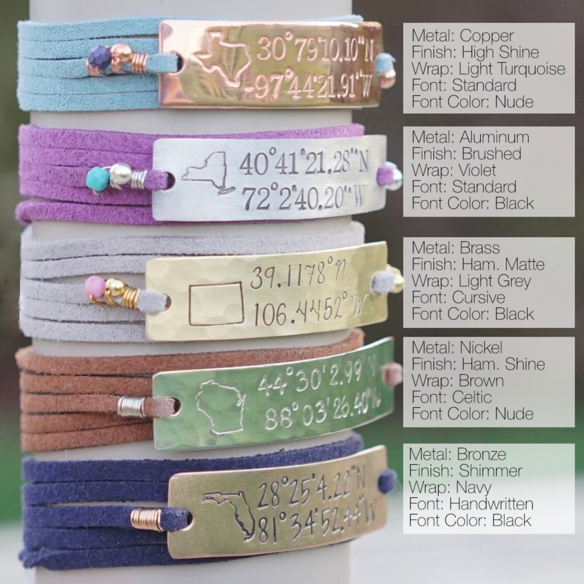 Personalized Coordinates Wrap Bracelet IF Only Pretty LLC