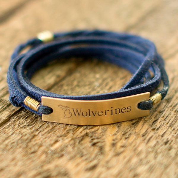 Michigan Navy Blue Wrap Bracelet - IF Only Pretty LLC