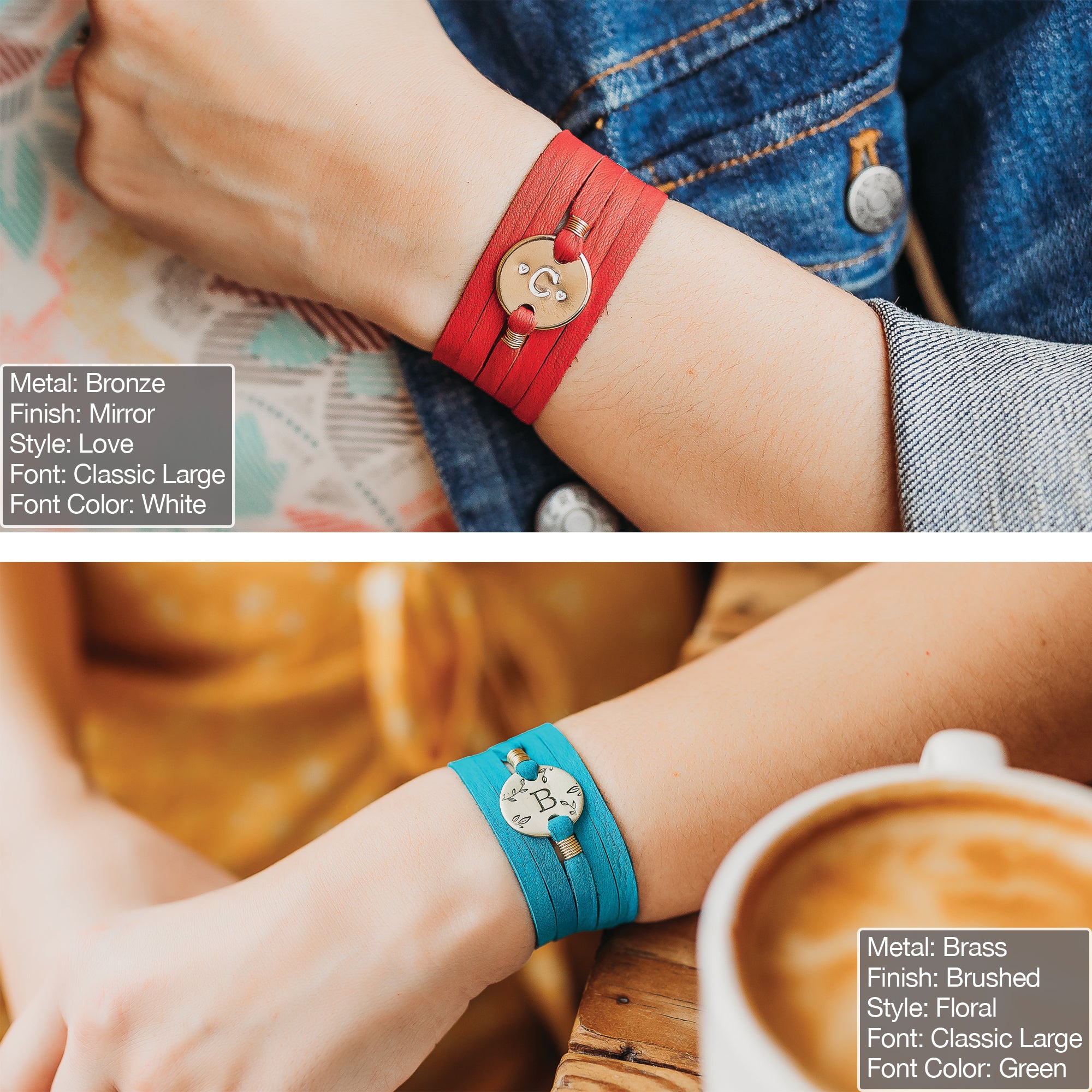 Personalized Monogram Initial Leather Belt Bracelet Personalized Monogram Initial Leather Belt Bracelet