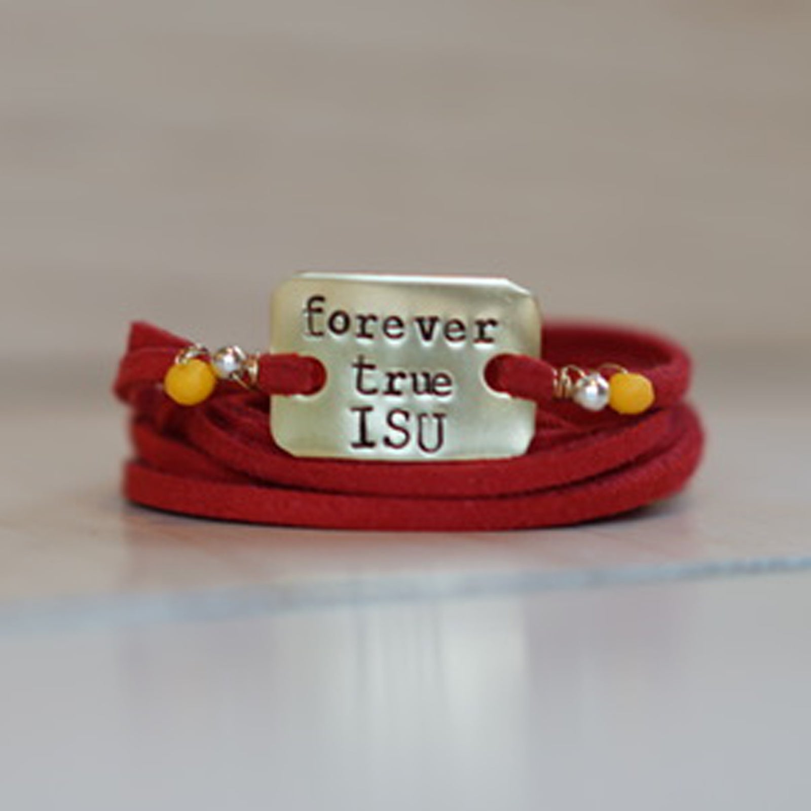 Forever True ISU - Red Leather Wrap Bracelet - IF Only Pretty LLC