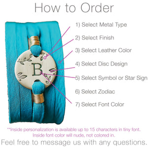 Personalized Zodiac Leather Wrap Bracelet - IF Only Pretty LLC